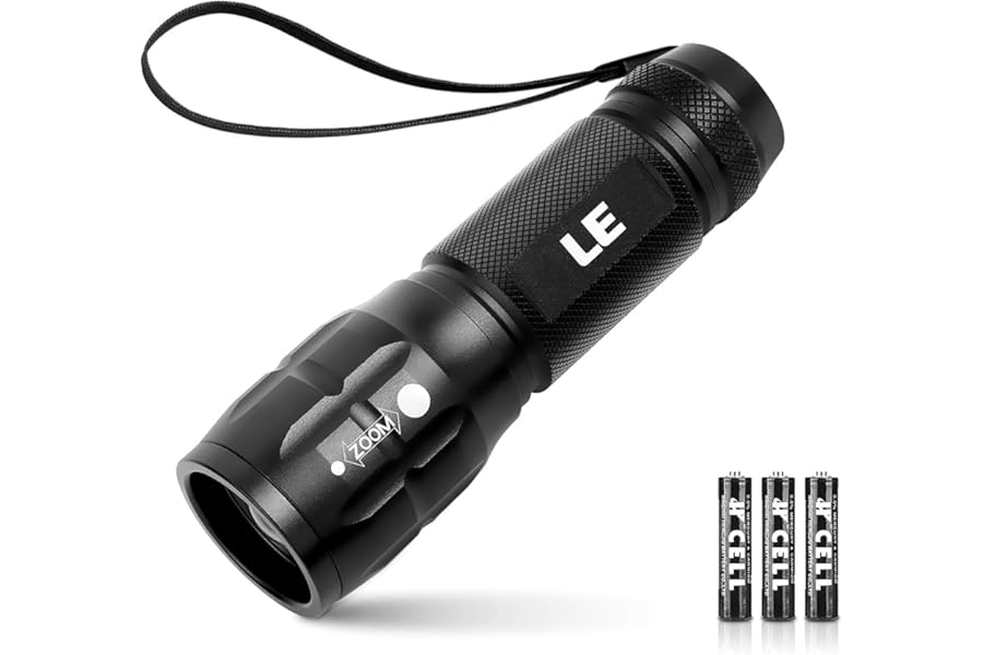 Lighting EVER LED Flashlights High Lumens, Small Flashlight, Waterproof, Adjustable Focus Flash Light for Outdoor, Emergency, AAA Batteries Included, Tactical & Camping Accessories