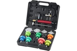 VEVOR Automotive Cooling System Radiator Pressure Tester Kit, 14 pcs Radiator Pressure Tester Kit with Manual Pump and Color-Coded Steel Test Cap Adapters, for Cars Motorcycles Trucks Cooling System