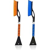 EcoNour 27" Car Snow Brush and Ice Scrapers for Car Windshield (2 Pack) | Scratch Free Bristle Head Snow Brush & Tough Window
