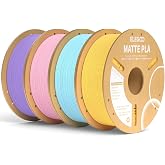 ELEGOO Matte PLA 3D Printer Filament Bundle 4KG 1.75mm 4 Colors | Sakura Pink/Lavender Purple/Ice Blue/Sunshine Yellow, Dimensional Accuracy +/- 0.02mm, 1kg Spool, Fits Most FDM 3D Printers