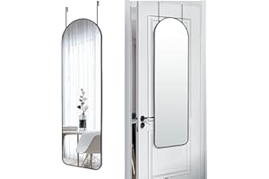 SCWF-GZ 47x14 Mirror Full Length Back Door Hanging or Wall Mounted Aluminum Metal Frame Arch Mirrors for Entryway Bedroom Bathroom Dressing Living Room 47 14 inch Black