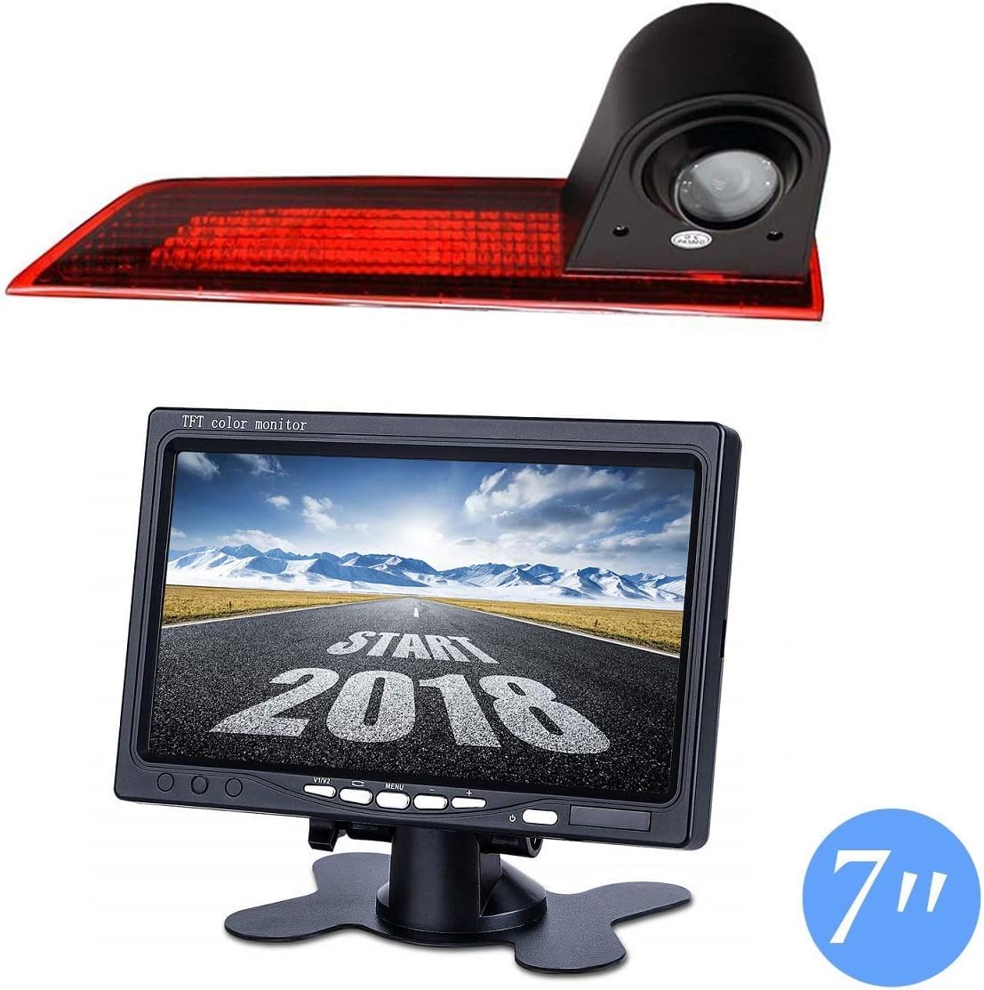 3RD Brake Light Rear View Backup Parking Reversing Camera With 7 Inch LCD Monitor Kits for Transporter Ford Transit Custom V362 2012-2019