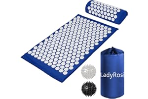LadyRosian Acupressure Mat and Pillow Set with Oxford Bag, for Neck Back Pain, Muscle Relaxation Stress Relief, Relieve Sciatica and Pain Relief Set (Blue)