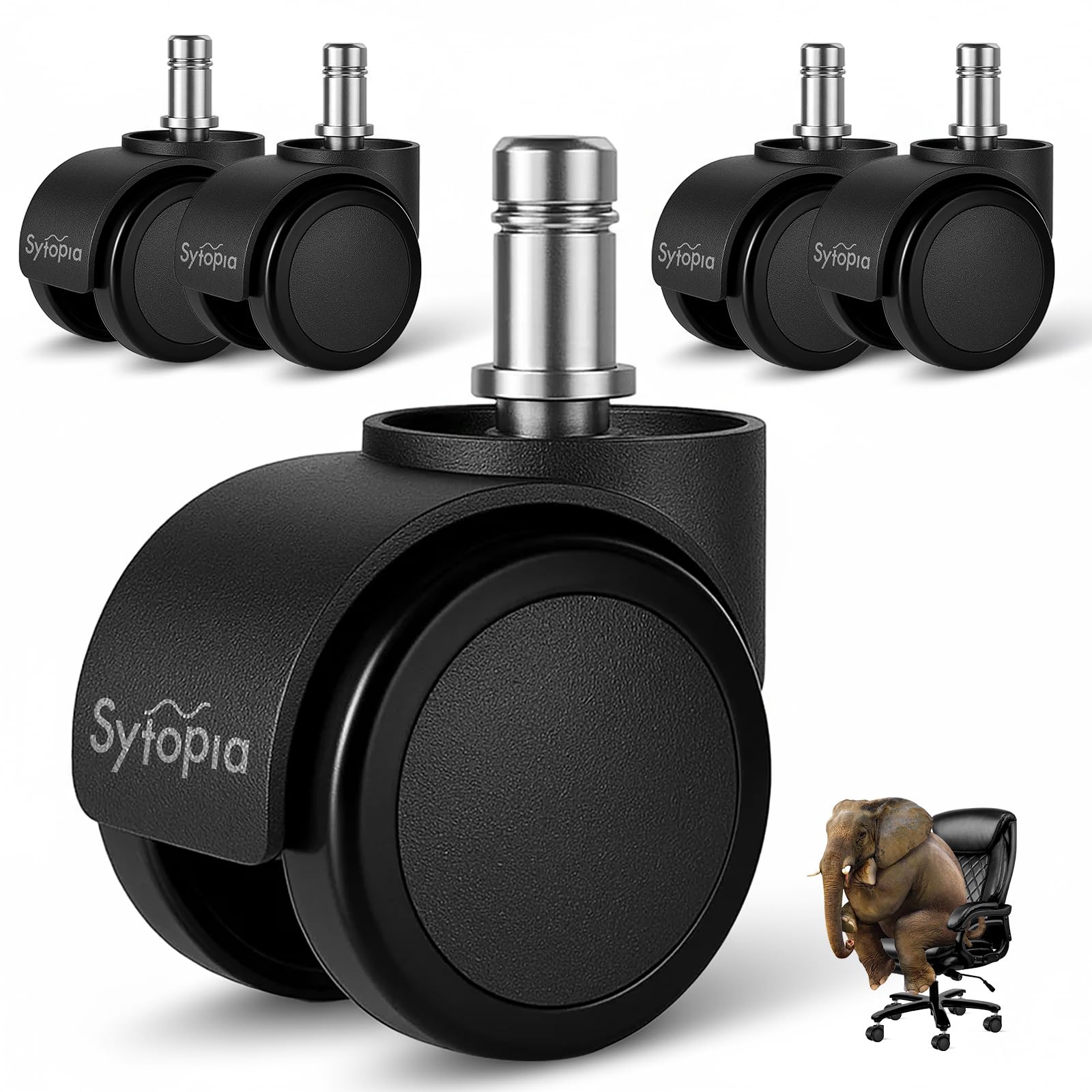Photo 1 of ***Factory sealed***
Sytopia Office Chair Wheels, Universal Standard Stem 7/16 inch x 7/8 inch, 2" Upgraded Quiet Caster Wheels Safe for All Floors Include Hardwood & Carpet, Not for 1KEA, Easy to Install, Set of 5
