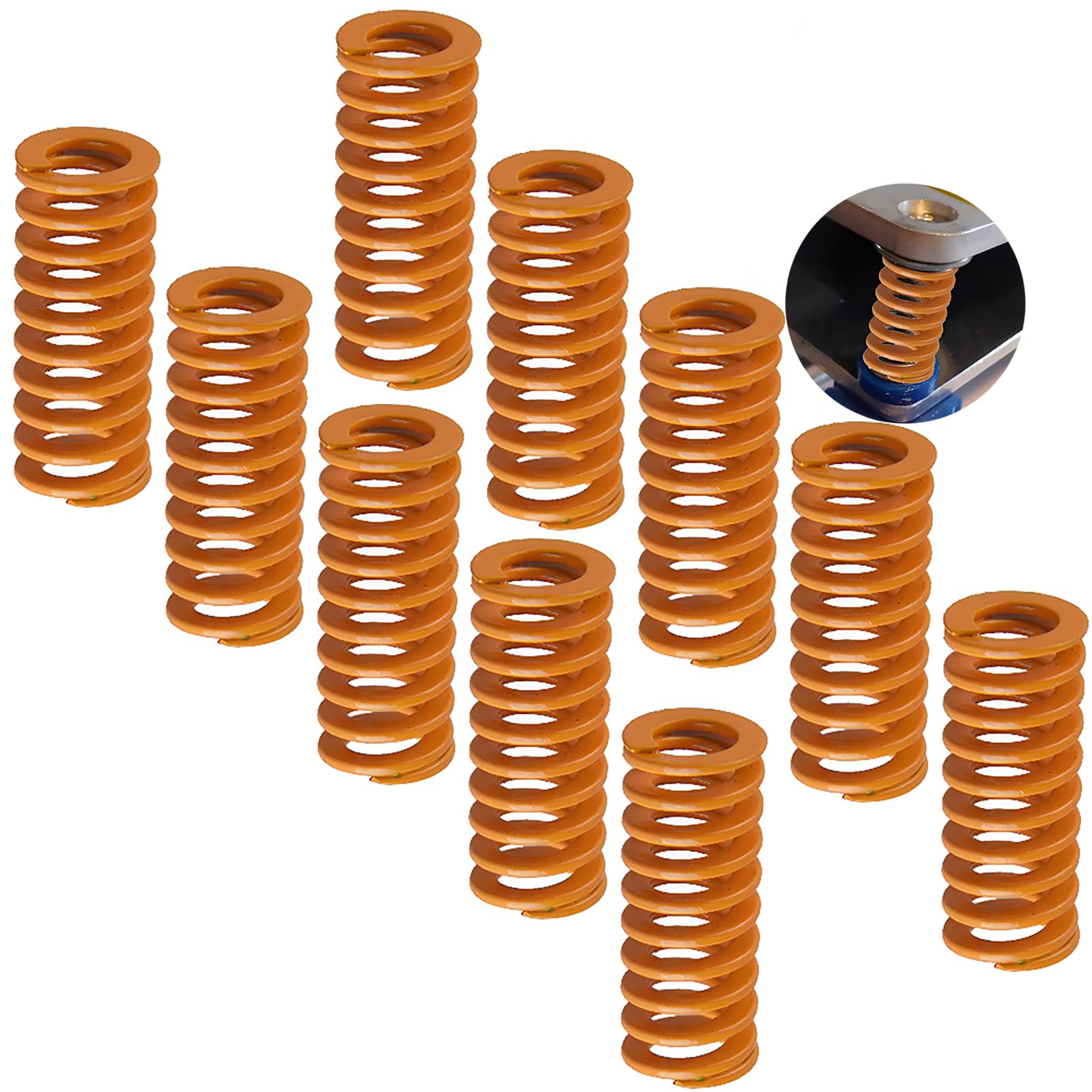 CESFONJER 10 Pieces Heated Bed Springs OD 0.31 Length 0.78 Die Springs Light Load Compression Spring for 3D Printer Creality CR-10 10S S4 Ender 3 Heatbed Springs Bottom Connect Leveling
