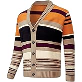 Snullo Men's Casual Cardigan Sweater Long Sleeve Casual V Neck Button Down Cable Knitted Sweater
