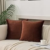 JIAHANNHA Velvet Brown Throw Pillow Covers Pack of 2 Spring Decorative Soft for Couch Sofa Bed Livingroom Office 18×18 Inches
