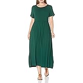 Amazon Essentials Women's Short-Sleeve Waisted Maxi Dress (Available in Plus Size)