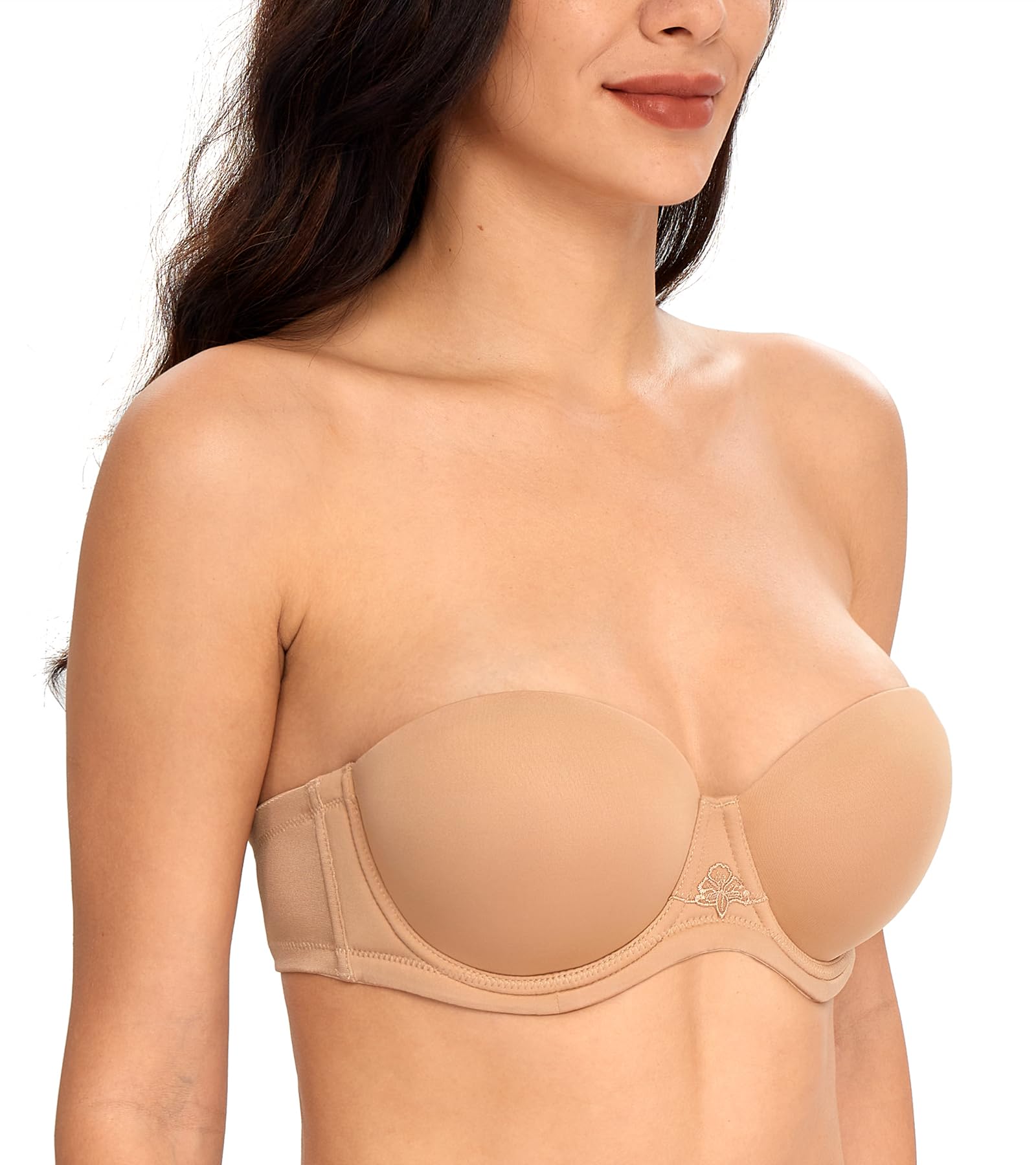 Photo 1 of **BANDEAU**DotVol Women's Multiway Strapless Bra Full Figure Underwire Contour Beauty Back Plus Size Bra(36B, Pecan)