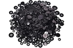 QOVYDX 600-700Pcs Black Craft Buttons Bulk Assorted Black Buttons for Crafts Mixed Black Button for Arts, DIY Crafting, Christmas Decoration
