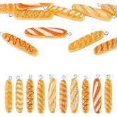 Boutigem Resin Bread Charms Baking Handmade Croissant French Bread Baguette Toast Pendants Cute Imitation Food Charms for DIY Crafts Keychain Necklace Hang Ornament Jewelry Making
