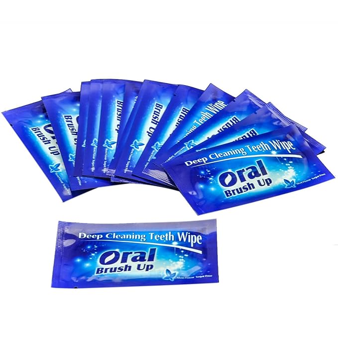 100 Pack Finger Teeth Wipes Oral Brush Ups NoNeedWater