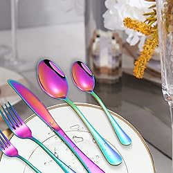 Rainbow Spoons,Soup Spoons,Set of 16 Top Food Grade