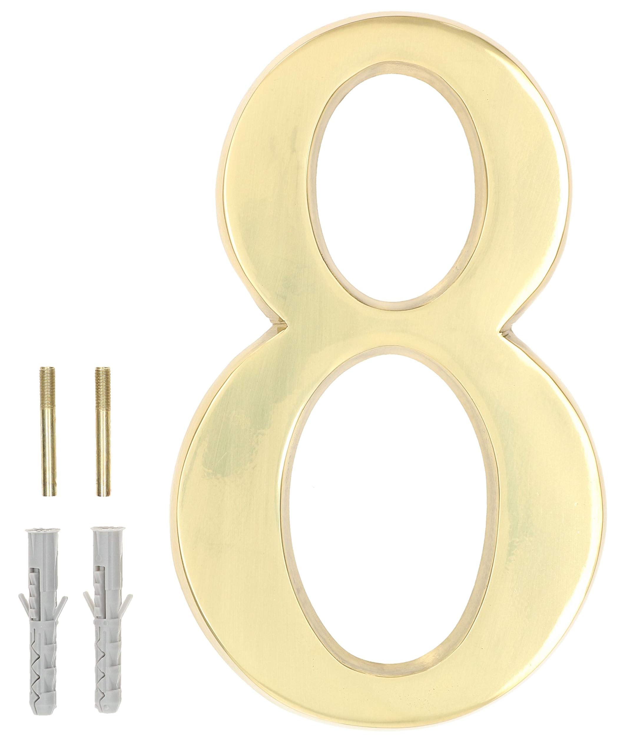 KOTARBAU® 3D House Number "8" Brass 20 cm Door Number for Houses Settlements Hotels Apartments 100% Brass