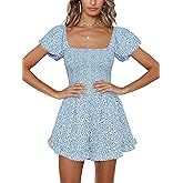 Jeanewpole1 Women Shirred Smocked Tube Top Short Wide Leg Pants Romper Jumpsuit