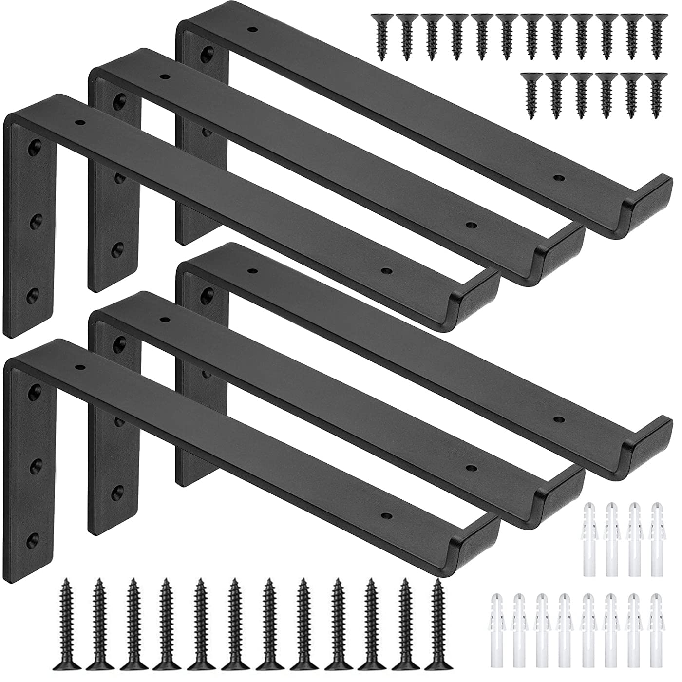 Photo 1 of Shelf Bracket 12 inch Heavy Duty for DIY Floating Shelf, 1/5 inch Thick Brackets for Shelves Max Load 150 Lbs, 6 Pack, 11.25" x 6" x 1.5"