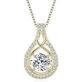 JL LITTLE FOREST Moissanite Necklace for Women, 1Carat Sparkling Infinity Pendant 925 Sterling Silver Adjustable Chain Elegant Jewelry Anniversary Birthdays Gifts for Wife Mom