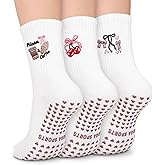 Pilates Socks for Women, Cute Non-Slip Grip Crew Socks for Yoga, Barre, Hospital, Barefoot Workout