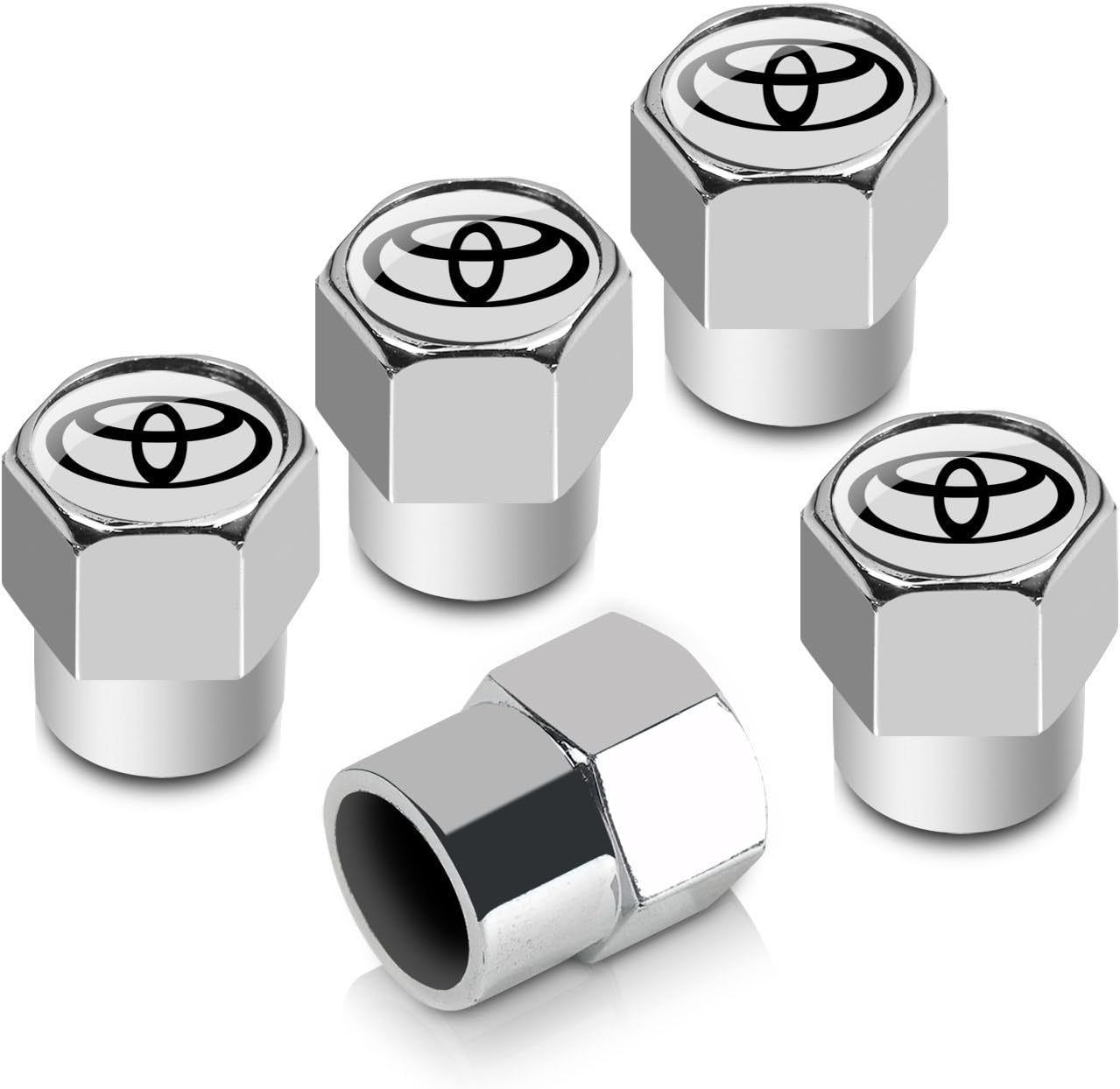 Toyota Logo Chrome ABS 5 Tire Stem Valve Caps