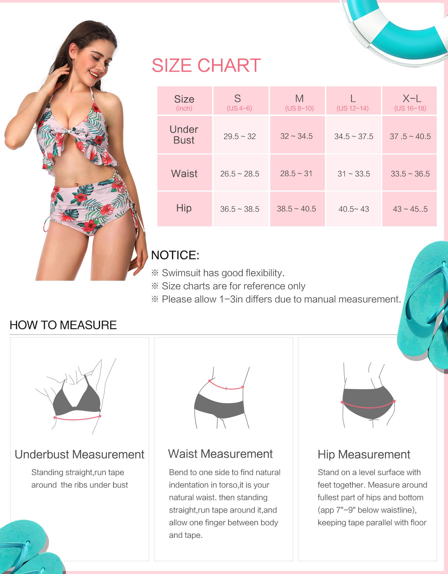 Verano Playa Women Tie Front Swimsuit Two Piece Sexy V Neck Push Up Bikini Sets Floral Printed Bathing Suit Beach Swimwear