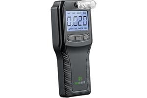 EEKTEST Breathalyzer, Breathalyzers for Alcohol with Fuel Cell Sensor, Police-Grade Alcohol Breathalyzer Tester for Personal Use, with 10 Mouthpieces（Black)