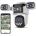 VSTARCAM Three-Lens Security Camera Outdoor, 360° View Outside Camera, 2.4Ghz WiFi, Human Detection, Color Night Vision, Pan & Tilt, 10x Zoom,Two-Way Audio, Plug-in Cameras, Local & Cloud Storage