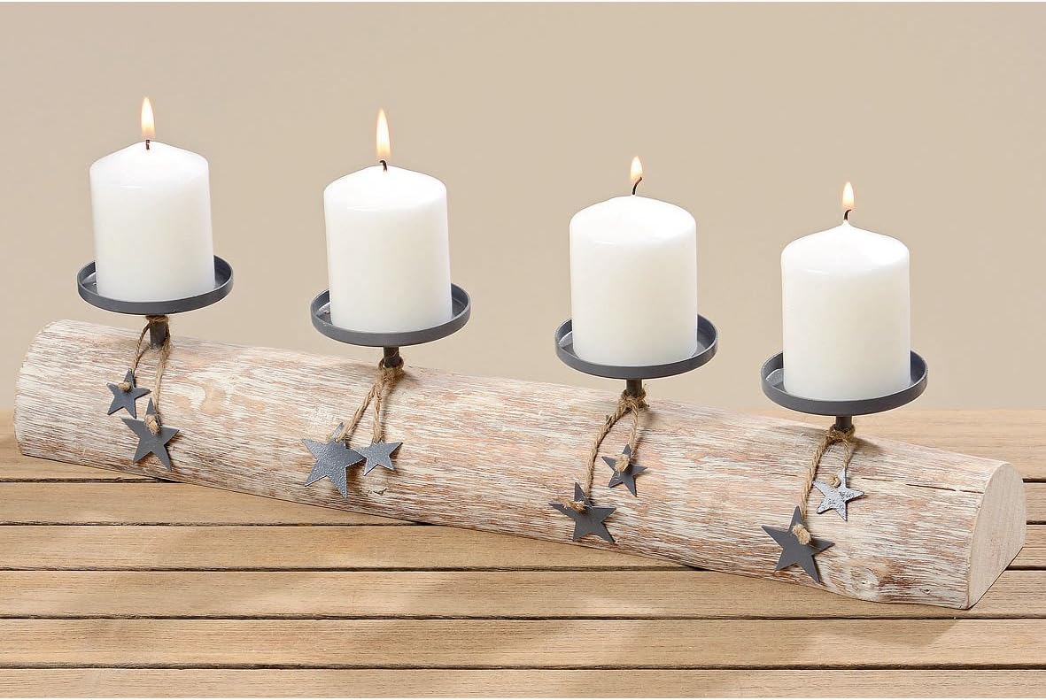 Portacandela in legno con metallo per avvento: Amazon.it: Fai da te