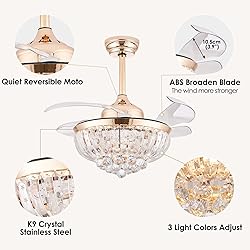 YPQXYHDA 36" Modern Fandelier Ceiling Fan with