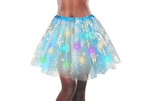 HIKKCOS Women's LED Tutu Skirt Light Up Tutus Layered Tulle Ballet Skirt Sparkly Sequin Tutu Costume for Halloween Party Carnival