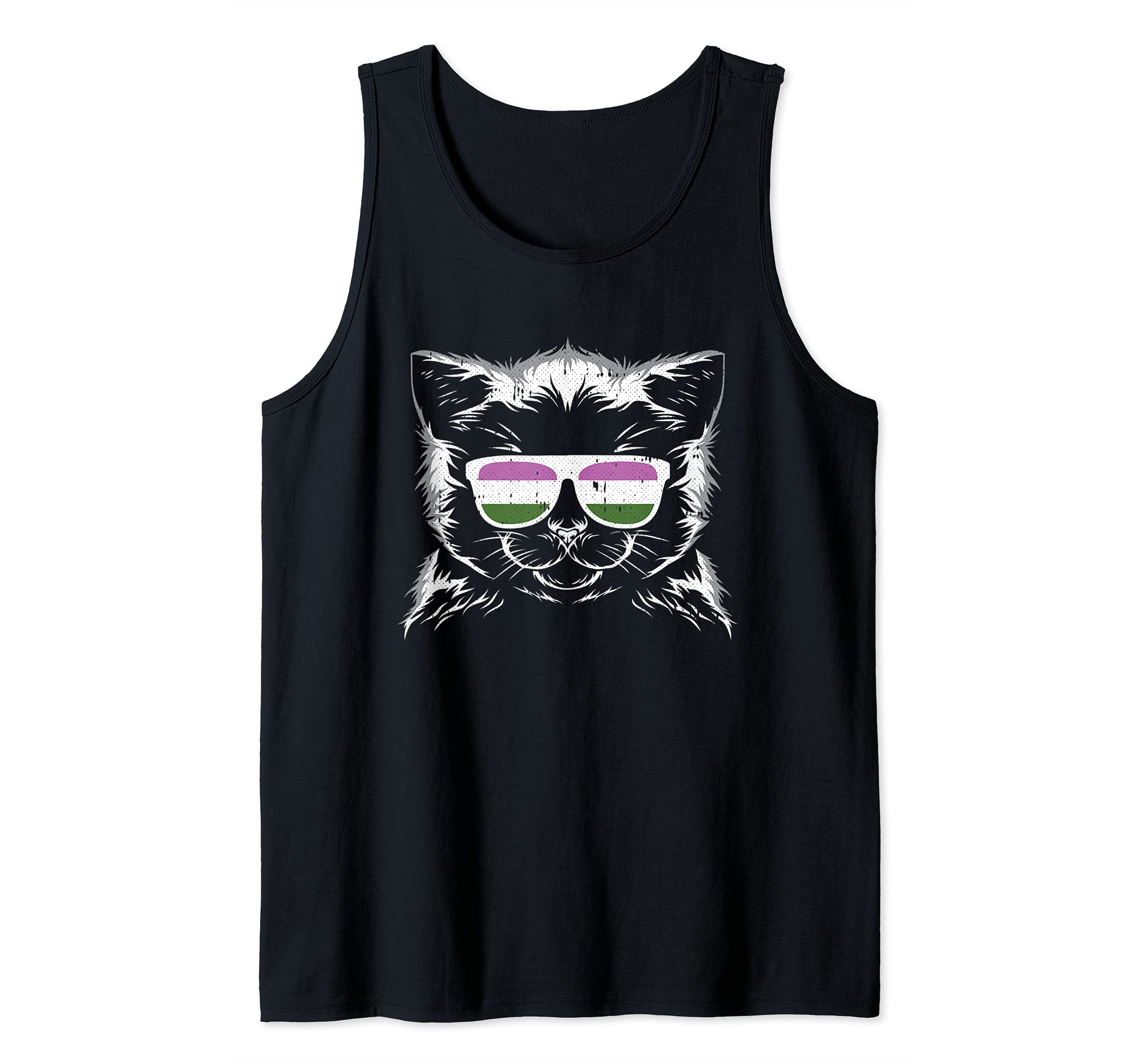 Cat Sunglasses Gender-queer Pride Kitten LGBT-Q Proud Ally Tank Top
