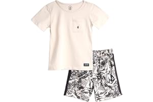 Volcom Boys' Shorts Set - 2 Piece Short Sleeve T-Shirt and French Terry Sweat Shorts - Summer Outfit Set for Boys (2T-7)