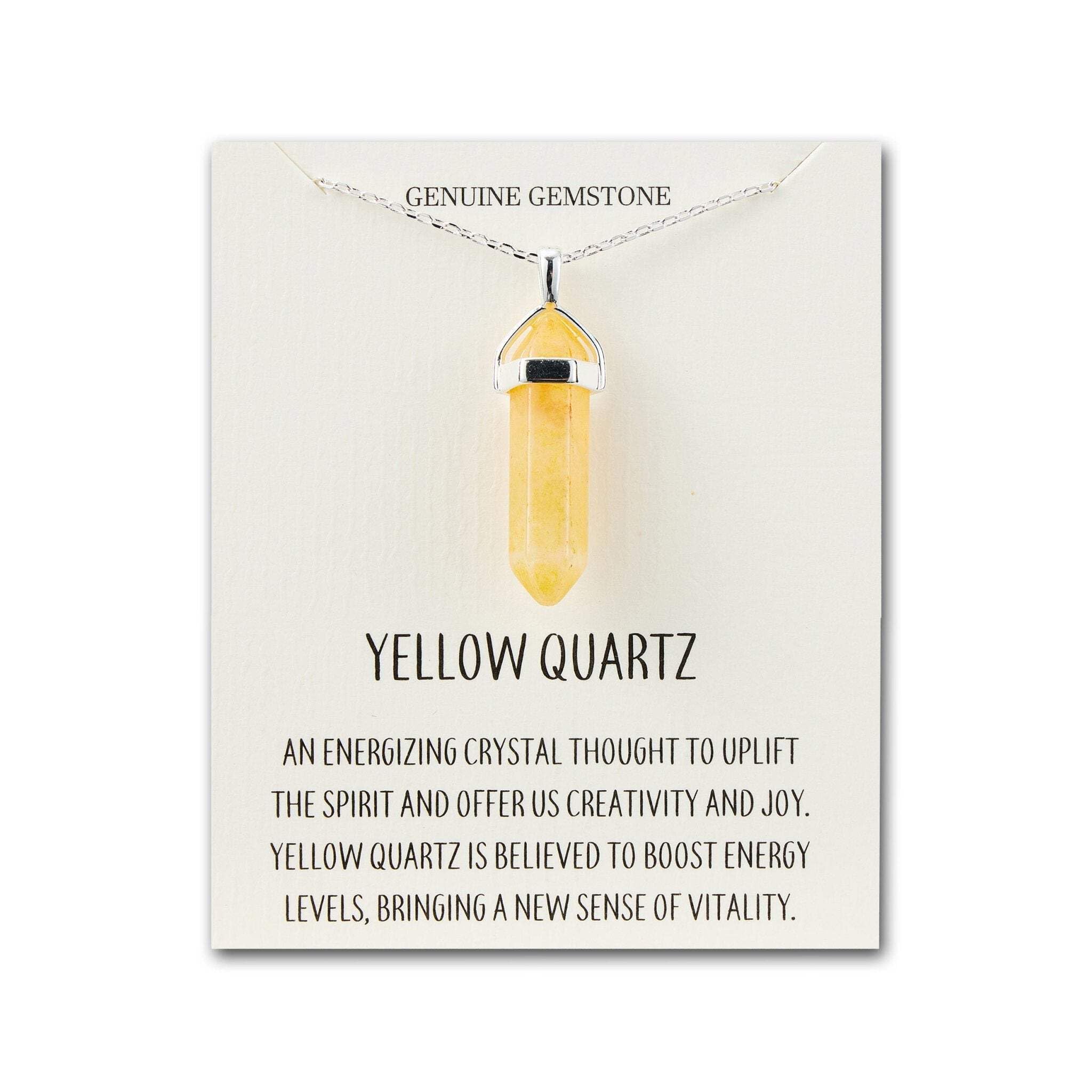 Philip Jones Yellow Quartz Gemstone Necklace with Quote Card