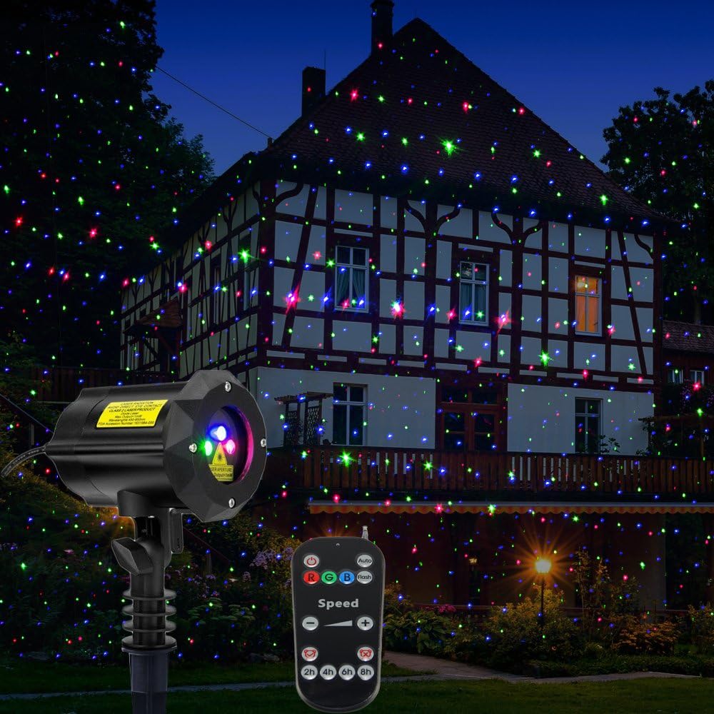 Poeland Garden Lights Star Christmas Projector Moving Firefly Lighting LEDs Color Blue Green Red, Rgb - Image 4