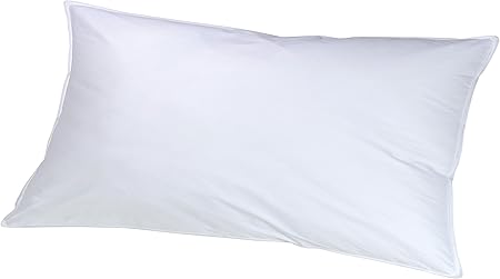 Funda de almohada de 50 x 80 cm, 100% algodón blanco relleno 100% plumas: Amazon.es: Hogar