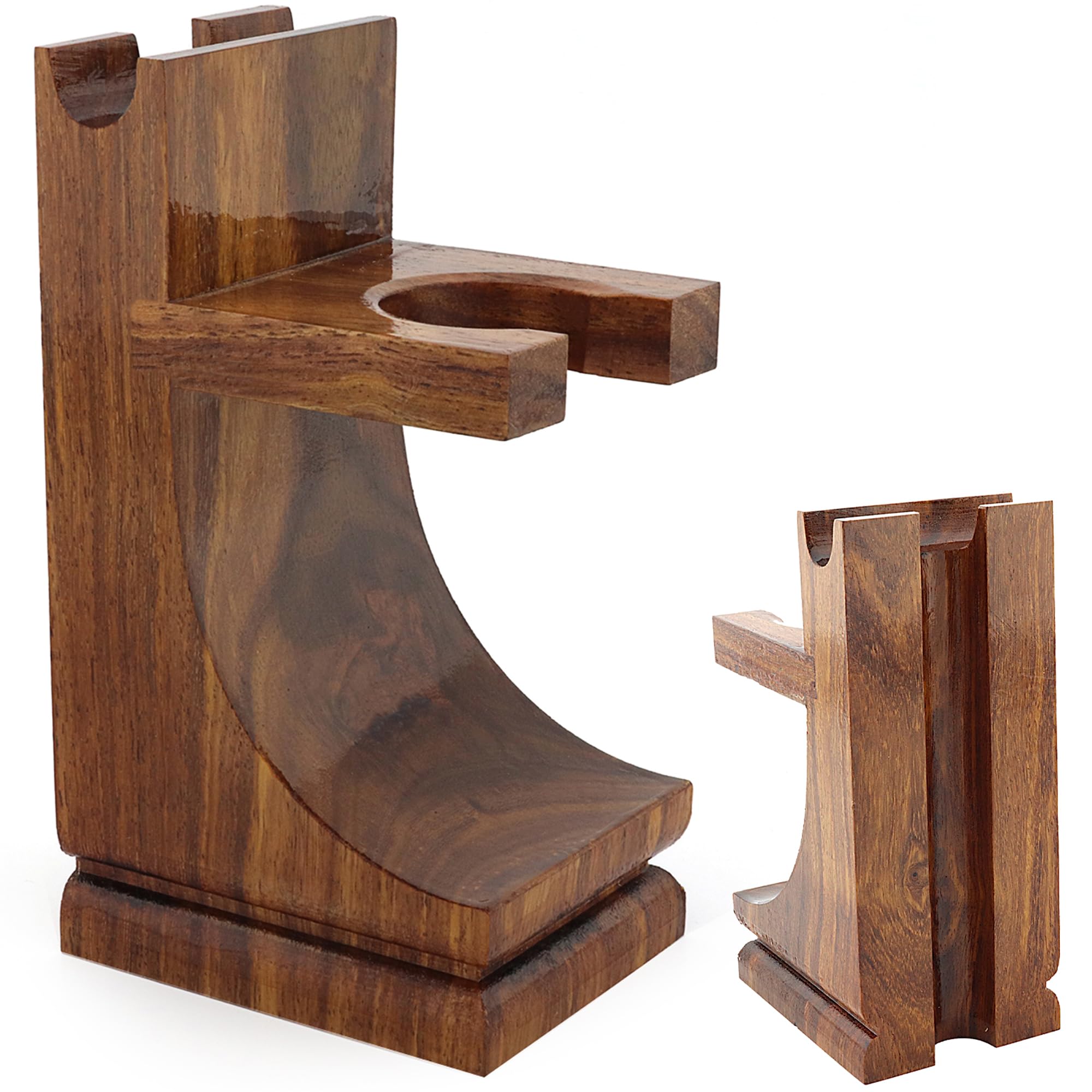 Haryali London Razor Stand Sustainable Shaving Stand 2 in 1 Brush Razor Stand Holder Wooden Shaving Stand Eco-friendly Stand Shaving Brush Stand Razor Holder - Zero Waste, 1 Count (Pack of 1)
