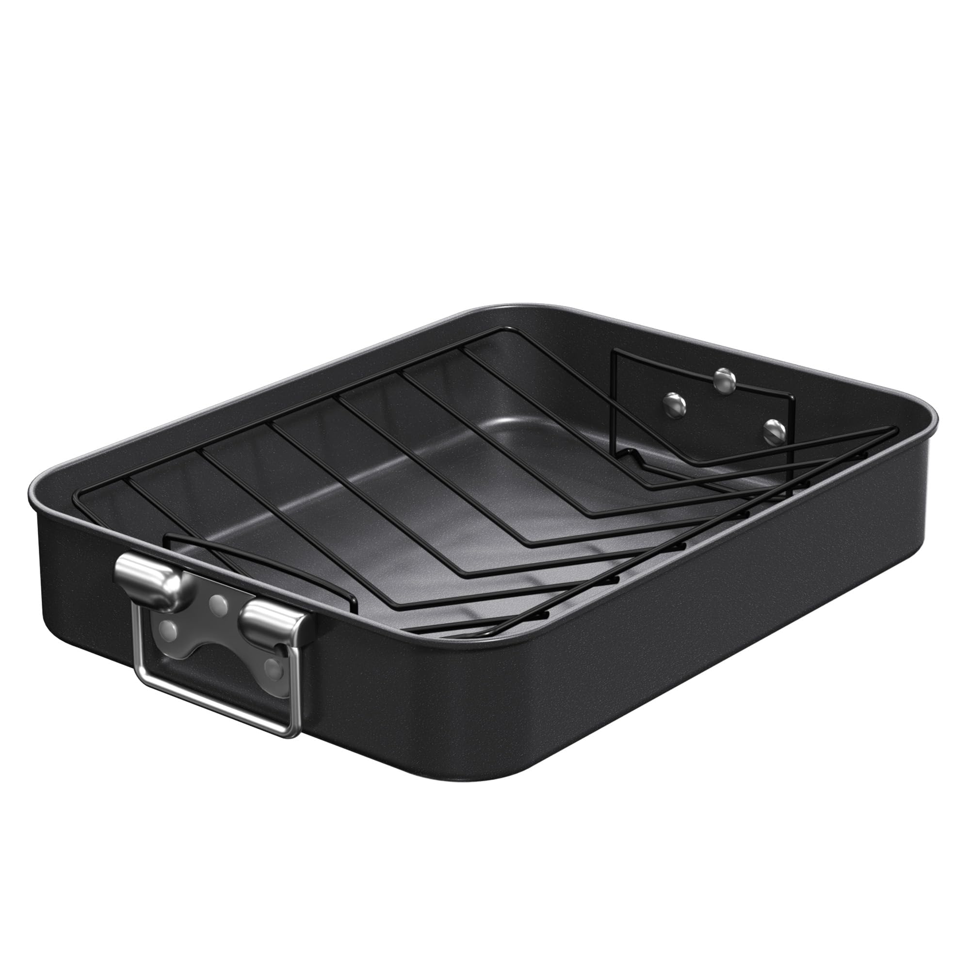 Photo 1 of CHEFMADE Large Roasting Pan, 16-Inch Turkey Roasting Pan with V Rack, Nonstick Baking Pan for Lasagna Vegetable and Meat 16.3" x 12.52" x 3.11"