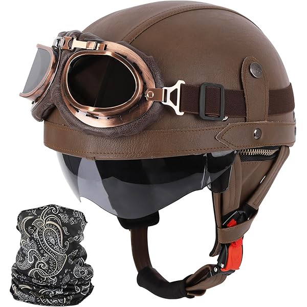 Cascos Jet Vintage Casco Moto Retro VVPEC Estilo Jet, Homologado