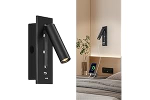 Moon rural Wall Mount Reading Light for Bedroom, Headboard Lights for Reading in Bed with USB A Ports, Adjustable Wall Mounte