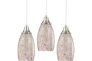 karyfine Milk Mini Glass Pendant Lights,Blown Art Glass Pendant Hanging Light Fixtures Kitchen Island Pendant Lamp Shade with Brushed Nickel Finish for Bar Counter,Hallway,Dining Room-3Pack