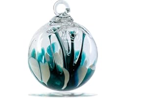 LUKE ADAMS GLASS Luke Adams Handmade Glass Gazing Balls for Garden on Clearance – Hand Blown Glass Gazing Ball for Yard Décor – Decorative Garden Globe (Waterfall)