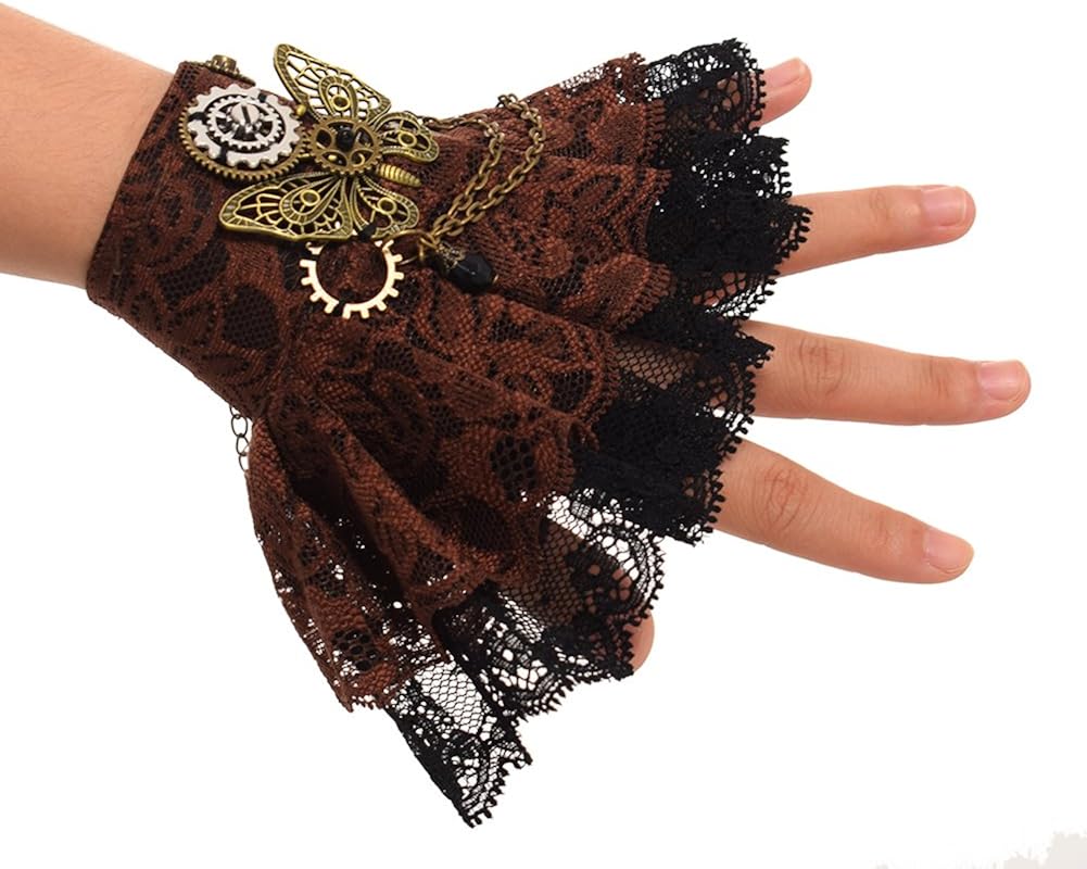 BLESSUME Steampunk Lace Cuff Bracelet, Taille unique, Polycarbonate - Image 3