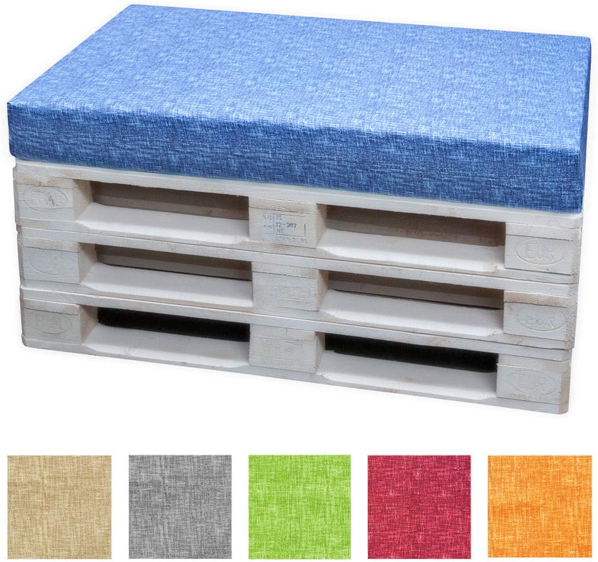 EMMEVI Euro Pallet Cushion Wooden Pallet Pillow Sofa With Removable Hinge Washable 120x80 h8 cm Plain Color mod.CUSCINO BANCALE DIS.6A BEIGE