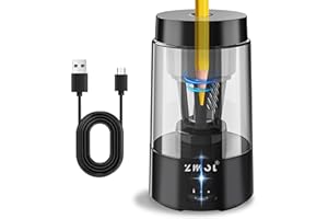 ZMOL Fully Automatic Pencil Sharpener for Classroom, Hands-Free,Battery Operated Rechargeable Electric Colored Pencil Sharpeners, Auto Stop,Suitable for No.2/Office/Home/School