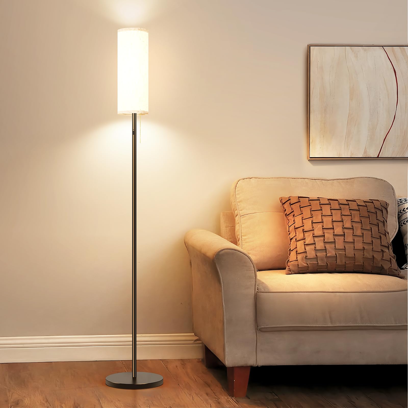 Photo 1 of ELEUTERSUN Cordless Floor Lamp for Living Room, with 3 Color Temperature and Pull Cord Switch, 8000mAh Battery Operated Portable Rechargeable Modern Standing