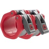 Lock-Jaw Barbell Collars HEX Olympic Barbell Clamps 2 Pcs &ndash; Heavy Duty Bar Clamps for 2&rdquo; &amp; 50mm Olympic Bars &ndash; Secure Weight Bar Clamps for Strength Training &amp; Home Gym Accessories &ndash; Red