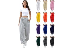 Godalithic Baggy Sweatpants for Women Casual Drawstring Sweat Pants High Waist Workout Joggers Lounge Trousers with Pockets