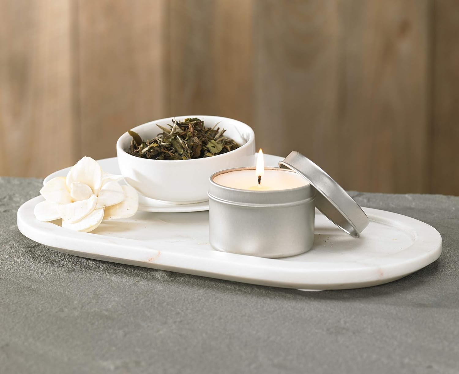 Westin White Tea Candle in a Tin HandPoured, Soy Candle