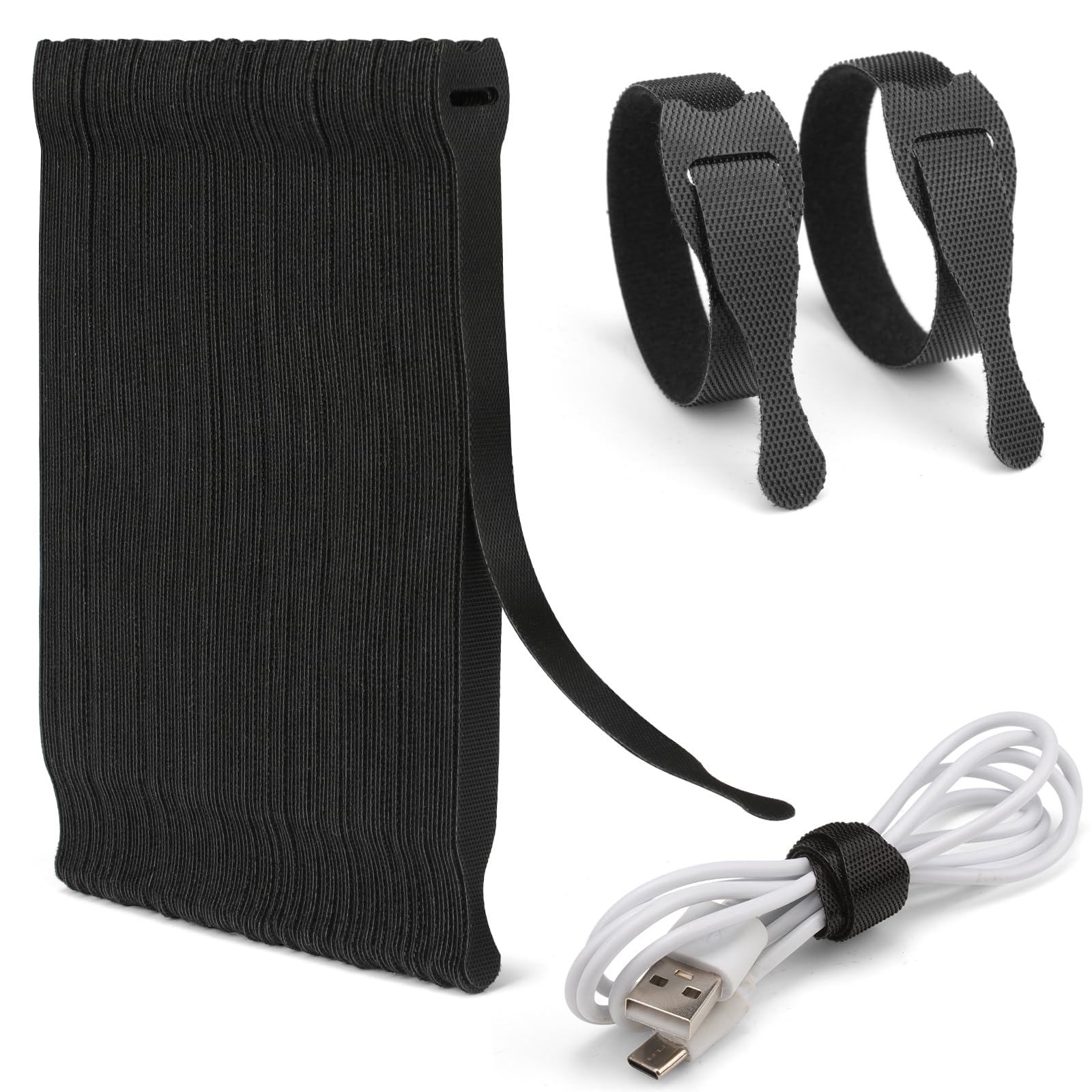 Zivacate 120 Pack Reusable Cable Ties, [200 MM x 12 MM] Adjustable Hook and Loop Cable Straps for Cable Management, Cable Tidy for PC, Headphones, TV and More