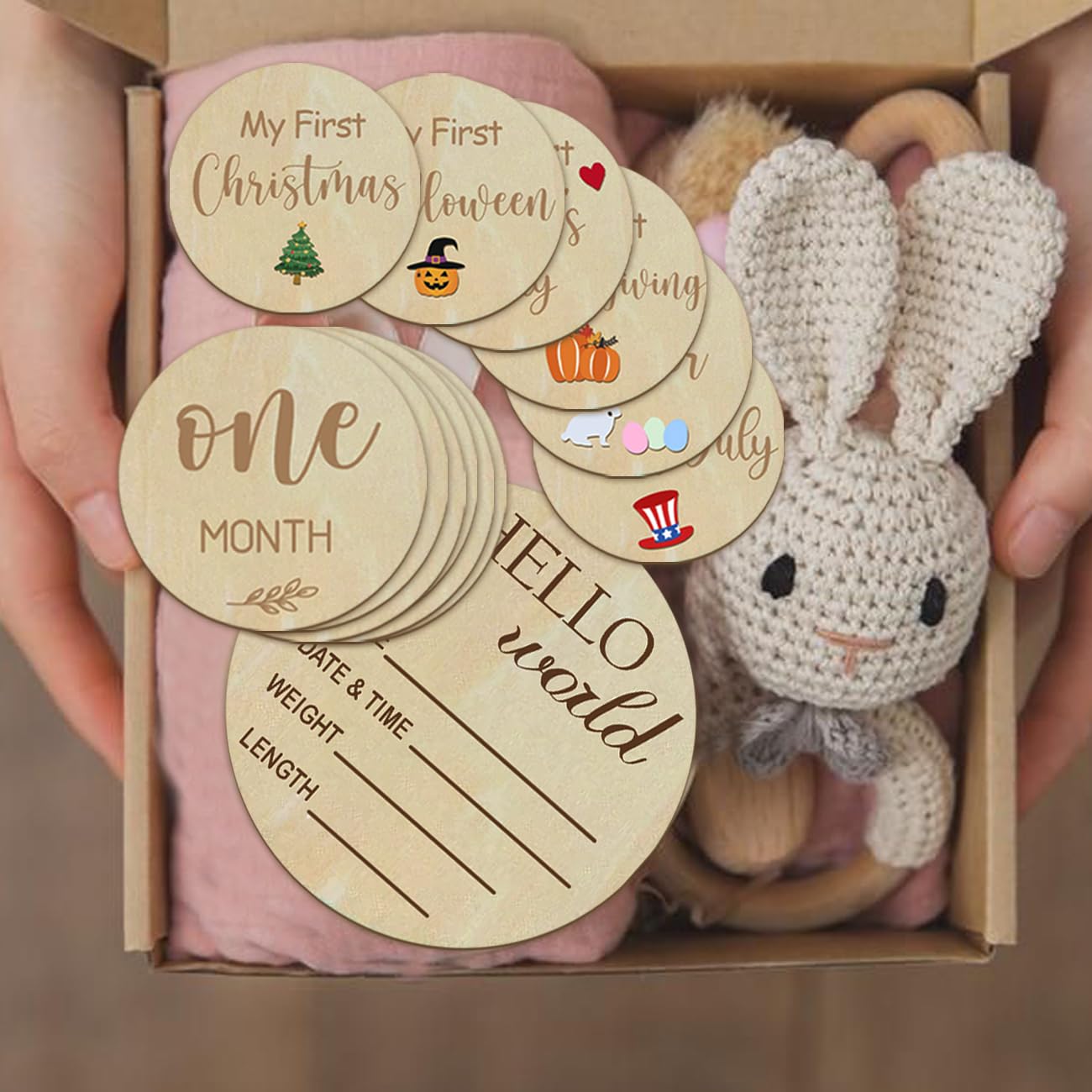 Baby Monthly Milestone Cards - My First Holiday Milestone | Baby Announcement Sign & Celebration Board | Hello World Sign | Milestone Photo Cards | Perfect Newborn Gift & Keepsake