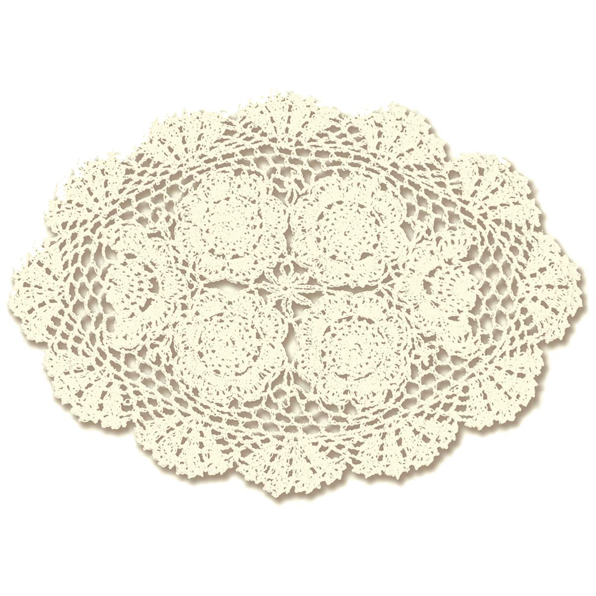Beige 11x17 Inch Oval 100% HANDMADE Crochet Lace Placemats Doilies